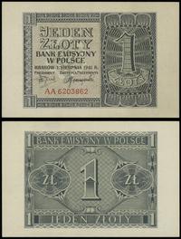 1 złoty 1.08.1941, seria AA, numeracja 6203862, 