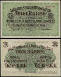 3 ruble 17.04.1916, Poznań, lewy górny róg ugięt