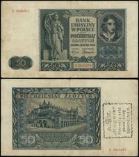 50 złotych 1.08.1941, seria E, numercja 2624365,