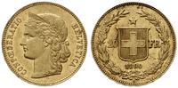 20 franków 1890 B, Berno, typ Helvetia, złoto 6.