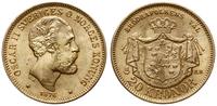 20 koron 1876, Sztokholm, nowszy typ herbu, złot