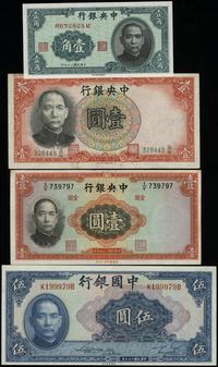 Chiny, zestaw: 10 centów 1940, 2 x 1 yuan 1936, 5 yuanów 1940, 2 x 10 yuanów 1936, 10 yuanów 1940, 100 yuanów 1941