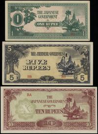 Birma, zestaw: 1, 5 i 10 rupii, 1942-1944