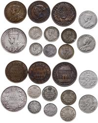 Kanada, zestaw: 1/2 pensa 1844 - token miasta Montreal, 1 cent 1882, 1 cent 1916, 5 centów 1912, 5 centów 1913, 5 centów 1920, 5