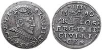 trojak  1590, Ryga, małe popiersie króla, Iger R
