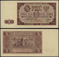 5 złotych 1.07.1948, seria G, numeracja 0142310,
