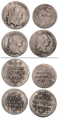 zestaw 4 monet, 1/6 talara 1764A, 1764B, 1765B i