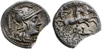 denar 128, Rzym, Aw: Głowa Romy w hełmie w prawo