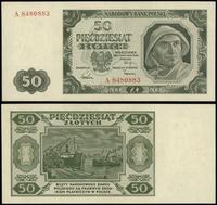 50 złotych 1.07.1948, seria A 8480883, parokrotn