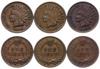zestaw: 3 x 1 cent 1890, 1893, 1899, Filadelfia,