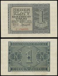 1 złoty 1.03.1940, seria C 1766333, zagniecenia 