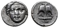 diobol ok. 400-350 pne, Aw: Głowa Gorgony na wpr