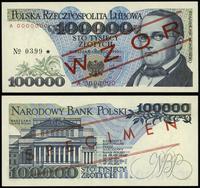 100.000 złotych 1.02.1990, seria A 0000000, czer