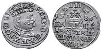 trojak 1586, Ryga, mała głowa króla, krążek wyci