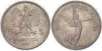 5 złotych 1928, Warszawa, NIKE, ze znakiem menni