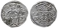 denar  1146-1157, Aw: Książę z mieczem trzymanym