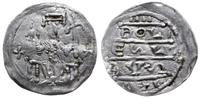 denar  1157-1166, Aw: Cesarz siedzący na tronie 