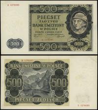 500 złotych 1.03.1940, seria B 1276085, przegięt