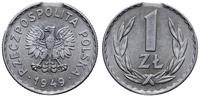 Polska, destrukt monety o nominale 1 złoty, 1949