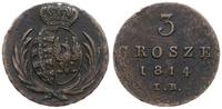 3 grosze 1814 I.B., Warszawa, gięty, na awersie 