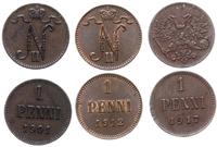 zestaw: 3 x 1 penni 1901, 1912, 1917, Helsinki, 
