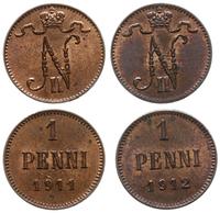 zestaw: 2 x 1 penni 1911 i 1912, Helsinki, miedź
