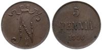5 penniä 1906, Helsinki, miedź, KM 15, Bitkin 44