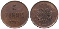 5 penniä 1917, Helsinki, miedź, patyna, KM 17, B