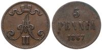 5 penniä 1867, Helsinki, miedź, KM 4.1, Bitkin 6
