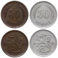 zestaw: 2 x 50 penniä 1923 i 1942, Helsinki, mie