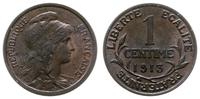 1 centym 1913, Paryż, brąz, patyna, pięknie zach