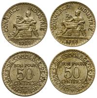 zestaw: 2 x 50 centymów 1922 i 1923, Paryż, brąz