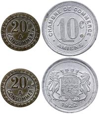 Francja, zestaw monet zastępczych: 10 i 20 centymów, 1922