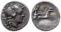 denar 77 pne, Rzym, Aw: Głowa Romy w hełmie w pr