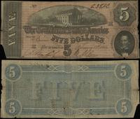 5 dolarów 17.02.1864, seria H 23872, oberwany ró