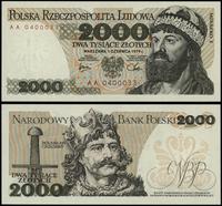 2.000 złotych 1.06.1979, seria AA 0400033, najni