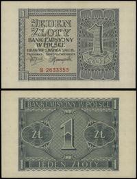 1 złoty 1.03.1940, seria B 2633353, pięknie zach