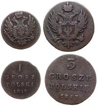 Polska, zestaw 1 i 3 grosze, 1817