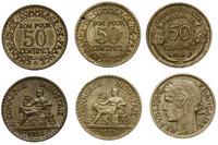 zestaw: 3 x 50 centimes 1924, 1925 i 1941, Paryż