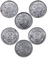 zestaw: 3 x 2 franki 1947, 1948 i 1948 B, Paryż 
