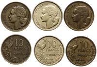 Francja, zestaw: 3 x 10 franków, 1953, 1955, 1957