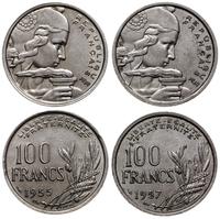 zestaw: 2 x 100 franków 1955, 1957, Paryż, miedz