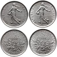 zestaw: 2 x 5 franków 1970 i 1971, Paryż, miedzi