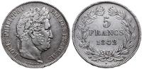 5 franków 1842/K, Bordeaux, srebro, lekko czyszc