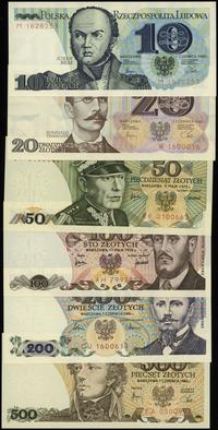 zestaw 6 banknotów, 10 złotych 1.06.1982, 20 zło