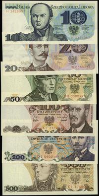 zestaw 6 banknotów, 10 złotych 1.06.1982, 20 zło