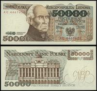 50.000 złotych 1.12.1989, seria AC 4467626, pięk