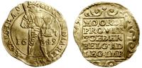 dukat 1649, złoto 3.44 g, gięty, ładny blask men