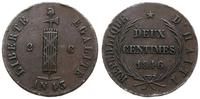 2 centimes 1846 / AN 43, brąz, patyna, KM 26