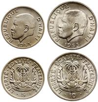 zestaw: 5 i 10 centimes 1953, Filadelfia, miedzi